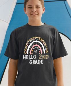 Hello 2nd Grade Leopard Rainbow Back To School Teacher T-shirt & Raglan for Kid