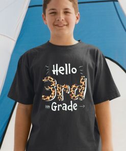 Hello 3rd Grade Leopard Back To School First Day Of School T-shirt & Raglan for Kid