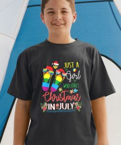 Just A Girl Who Loves Christmas In July Flip Flops Summer T-shirt & Raglan for Kid Just A Girl Who Loves Christmas In July Flip Flops Summer T-shirt & Raglan for Kid