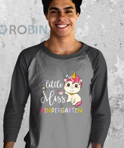 youth raglan black first day of school shirt for girls little miss kindergarten On0Yg