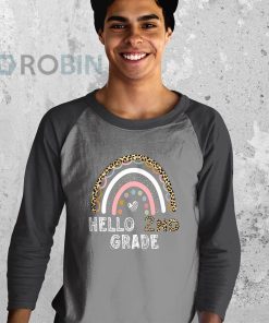 youth raglan black hello 2nd grade leopard rainbow back to school teacher Pwg0k