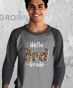youth raglan black hello 3rd grade leopard back to school first day of school aTF98