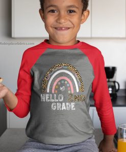 youth raglan red hello 2nd grade leopard rainbow back to school teacher Rznnv