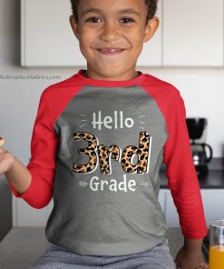 youth raglan red hello 3rd grade leopard back to school first day of school JpBMD