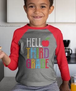 youth raglan red hello 3rd grade red apple back to school first day of school 5JY4d