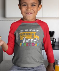 youth raglan red hip hip hooray happy first day back to school first day of school D2NiG