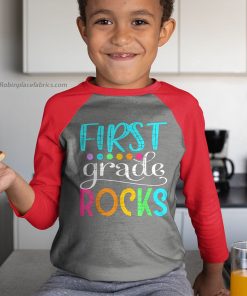 youth raglan red team first grade hello 1st grade rocks back to school funny lqpHM