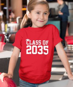youth red t shirt class of 2035 grow with me graduation first day of school EZn9w