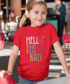 youth red t shirt hello 3rd grade red apple back to school first day of school XQdoB