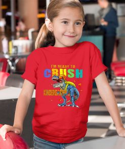 youth red t shirt im ready to crush kindergarten dinosaur back to school oQYnh
