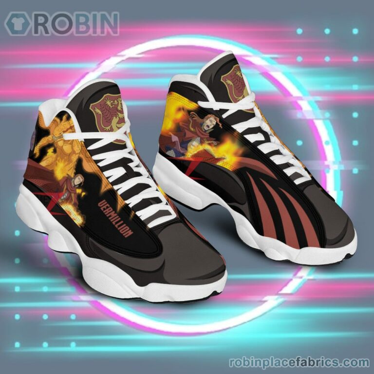 Anime Shoes Black Clover Air Jordan 13 Sneakers Fuegoleon Vermillion Black Bull