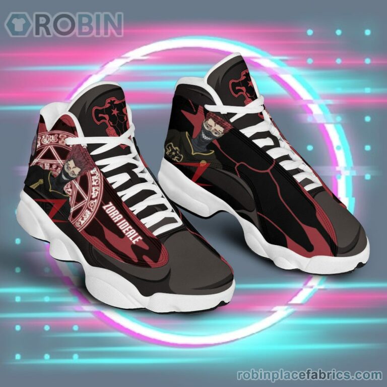 Anime Shoes Black Clover Zora Ideale Air Jordan 13 Sneakers Black Bull