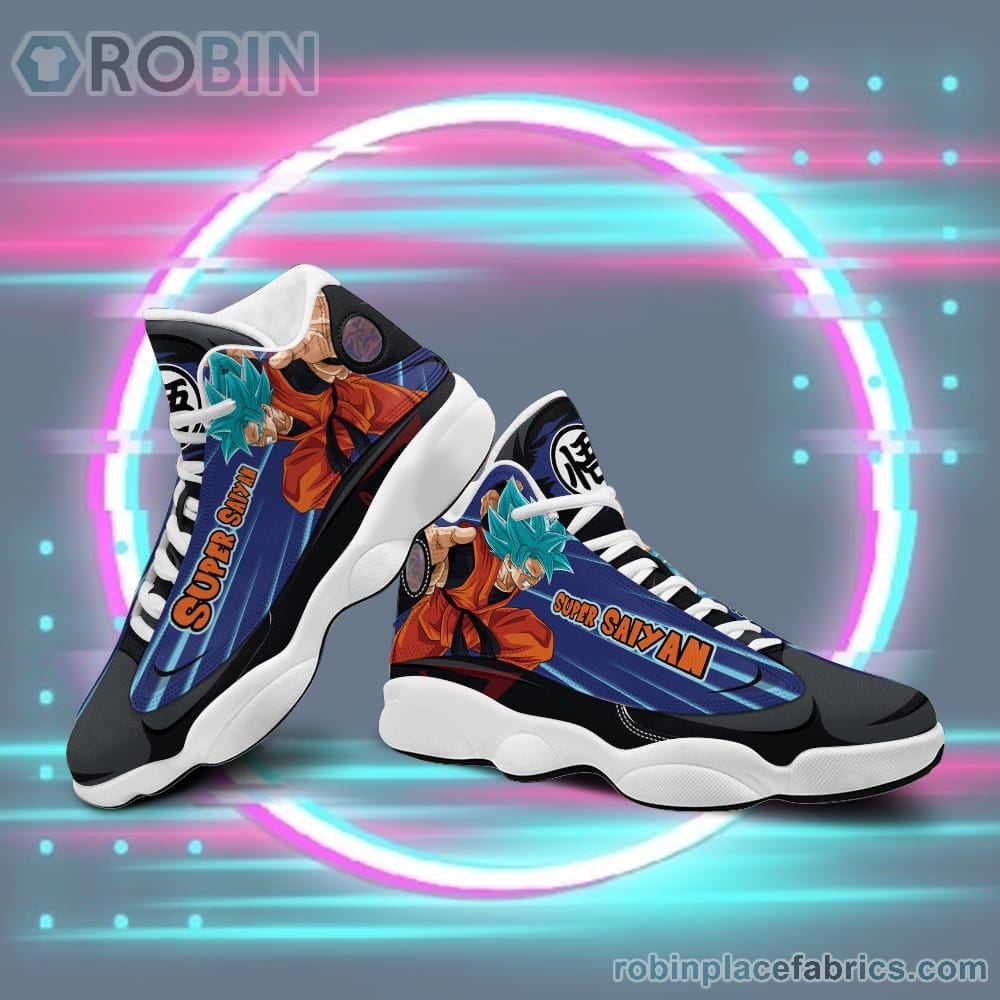 Anime Shoes Dragon Ball Goku Super Saiyan Blue Air Jordan 13 Sneakers ...