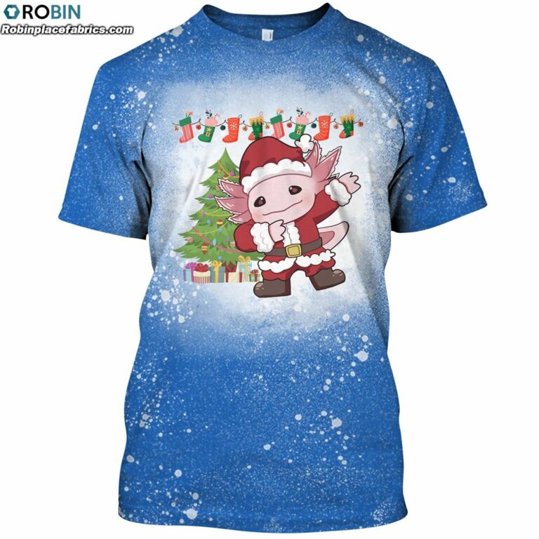 Axolotl Dabbing Christmas Bleached T-Shirt – Axolotl Dab Xmas Shirt