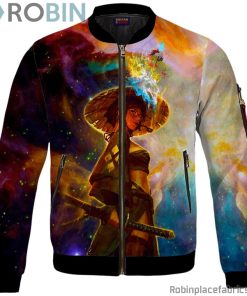 Beautiful Samurai Girl Smoking Galaxy Art Bomber Jacket