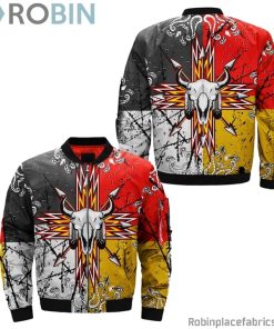 Bison Arrow 3d Pullover Native American Bomber Jacket