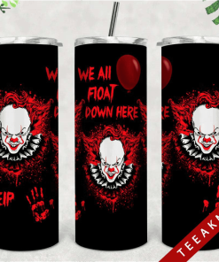 Bloody Pennywise We All Float Down Here Skinny Tumbler Halloween Scary Movie Pennywise