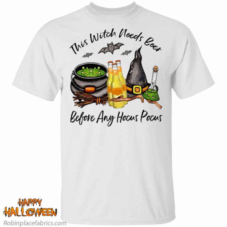 Bud Light Orange Bottle This Witch Needs Beer Before Any Hocus Pocus Shirt