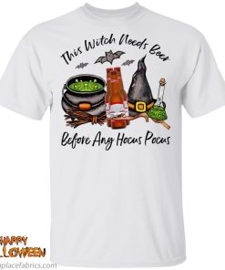 budweiser bottle this witch needs beer before any hocus pocus shirt clm6t