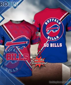 Buffalo Bills Shirts – Personalized Go Bills Football Pattern 3D All Over Print T-Shirt