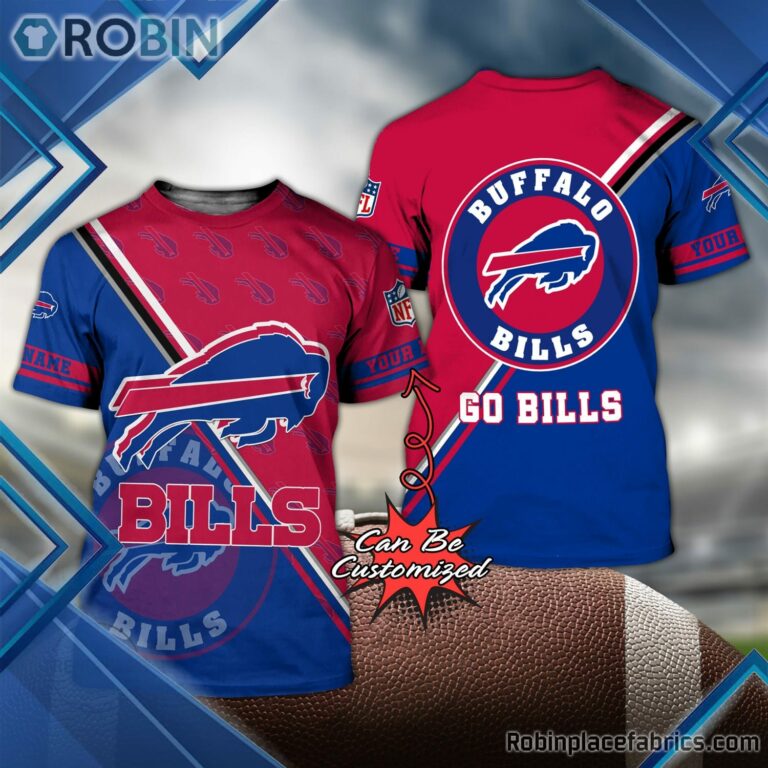 Buffalo Bills Shirts – Personalized Go Bills Football Pattern 3D All Over Print T-Shirt