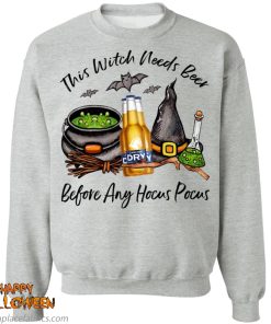 Carlton Dry Bottle This Witch Needs Beer Before Any Hocus Pocus Shirt