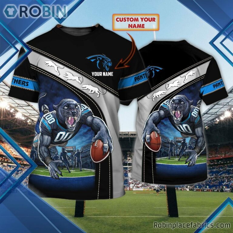 Carolina Panthers Custom Shirt – Custom Name Touchdown 3D T Shirt