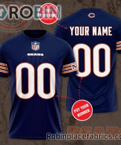 Chicago Bears Navy Custom Shirt – Personalized Name & Number Football 3D All Over Print T – Shirt