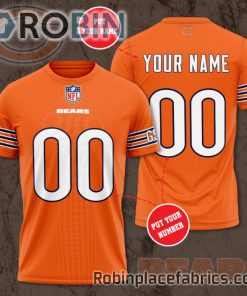 Chicago Bears Orange Custom Shirt – Personalized Name & Number Football 3D All Over Print T – Shirt