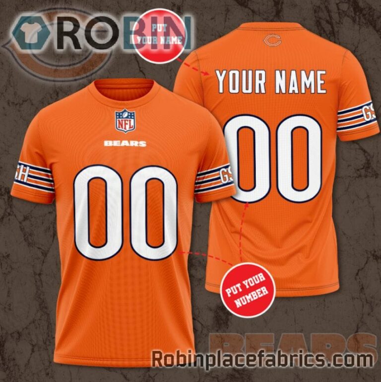 Chicago Bears Orange Custom Shirt – Personalized Name & Number Football 3D All Over Print T – Shirt