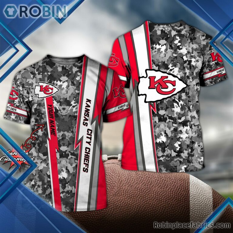 Chiefs Shirts – Personalized KC Chiefs Football Team Camo 3D All Over Print T-Shirt