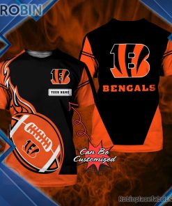 Cincinnati Bengals Shirt – Personalized C.Bengals Rugby Fire Football 3D All Over Print T-Shirt
