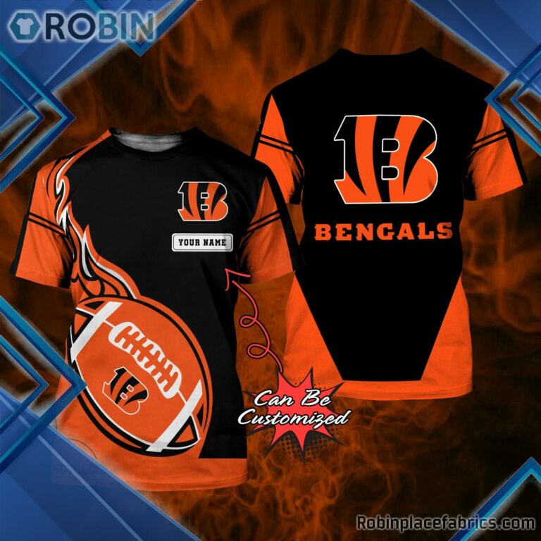 Cincinnati Bengals Shirt – Personalized C.Bengals Rugby Fire Football 3D All Over Print T-Shirt