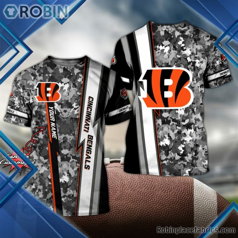 Cincinnati Bengals Shirts – Personalized C.Bengals Football Team Camo 3D All Over Print T-Shirt