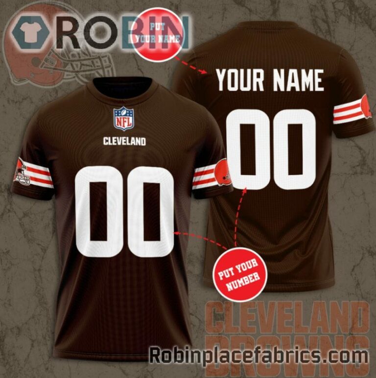 Cleveland Browns Custom Shirt – Personalized Name & Number Football 3D All Over Print T – Shirt