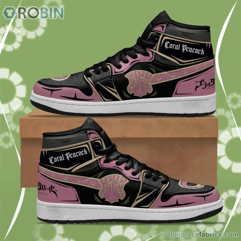 Coral Peacock JD Sneakers Black Clover Custom Anime Shoes