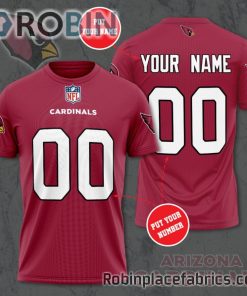 Custom Arizona Cardinals Shirt – Personalized Name & Number Football 3D All Over Print T-Shirt