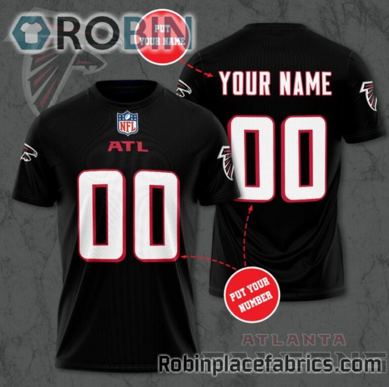 Custom Atlanta Falcons Shirt – Personalized Name & Number Football 3D All Over Print T-Shirt