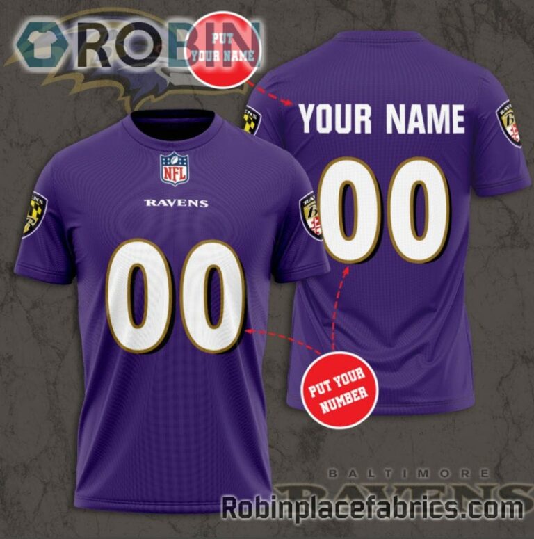 Custom Baltimore Ravens Shirt – Personalized Name & Number Football 3D All Over Print T-Shirt