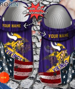Custom Crocs – US Flag Minnesota Vikings New Crocs Clog Shoes