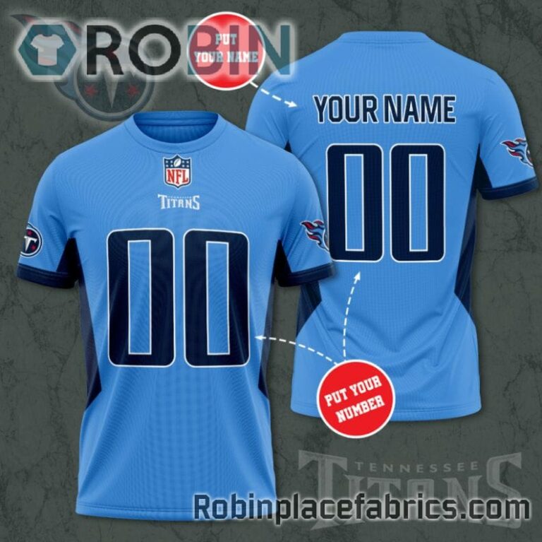 Custom Tennessee Titans Shirt – Personalized Name & Number Football 3D All Over Print T – Shirt