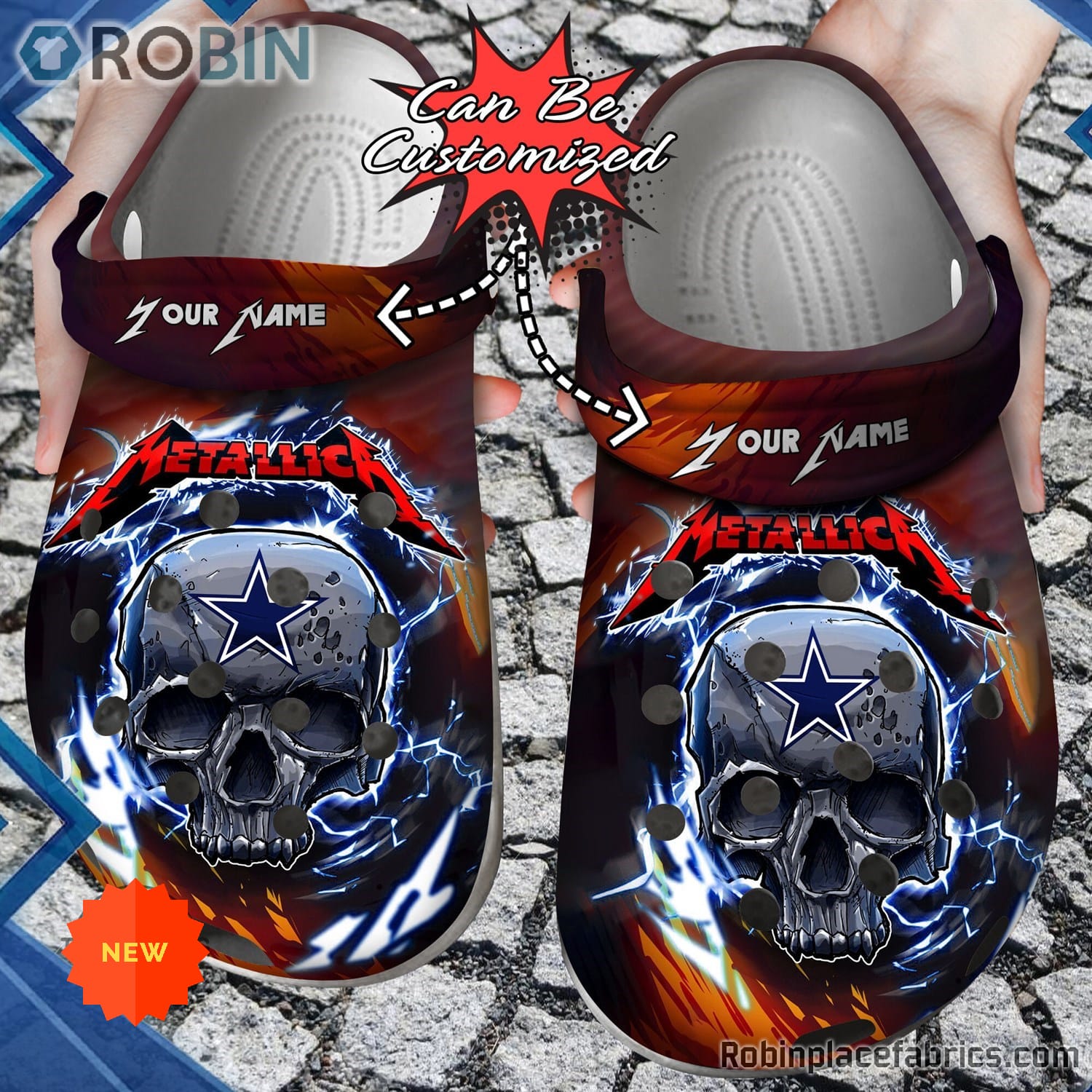 Dallas Cowboys Crocs - Personalized Skull Lightning Metallica Clog ...