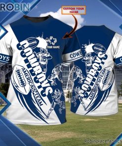 Dallas Cowboys Custom Shirt – Custom Name White and Navy 3D T Shirt