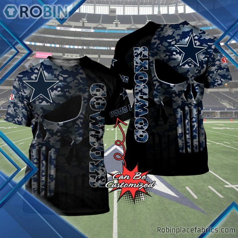Dallas Cowboys Shirt – Personalized D.Cowboys Skull Football 3D All Over Print T-Shirt