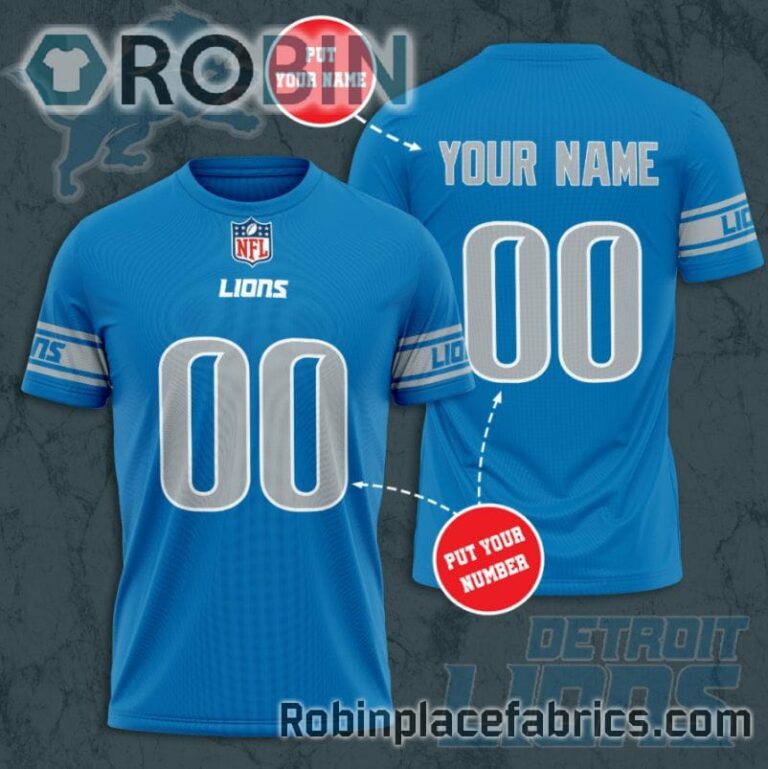 Detroit Lions Custom Shirt – Personalized Name & Number Football 3D All Over Print T – Shirt