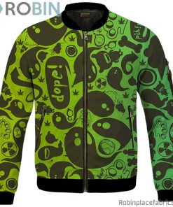Dope Weed Cartoon Doodle Art 420 Marijuna Bomber Jacket
