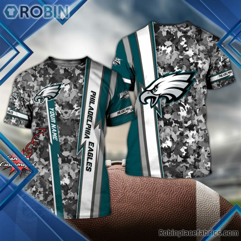 Eagles Shirts – Personalized P.Eagles Football Team Camo 3D All Over Print T-Shirt