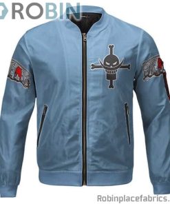 Edward Newgate Whitebeard Logo Art Light Blue Bomber Jacket
