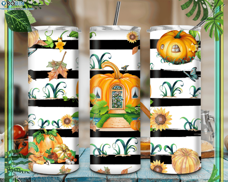 Fall Pumpkin Tumbler Halloween Design Skinny Tumbler
