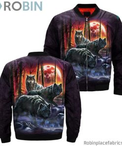 Fire Ice Wolves Wolves Native Bomber Jacket